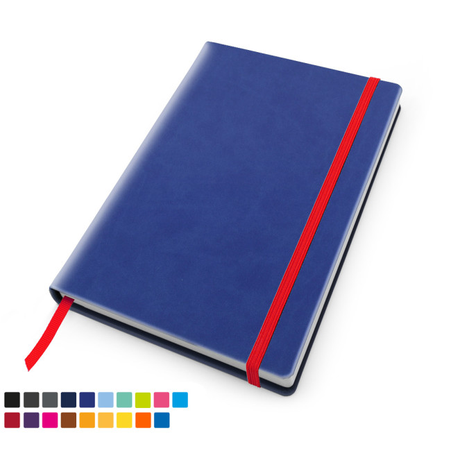 Custom Printed Torino Vegan soft Touch Casebound Notebook With Elastic Strap - Image 2