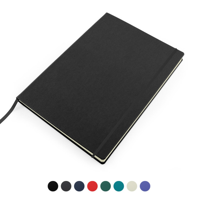 Custom Printed Recycled ELeather A4 Casebound Notebook With Elastic Strap - Image 2