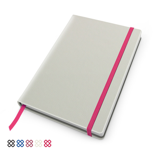 Custom Printed A5 Casebound Notebook With Elastic Strap In Recycled Como - Image 1