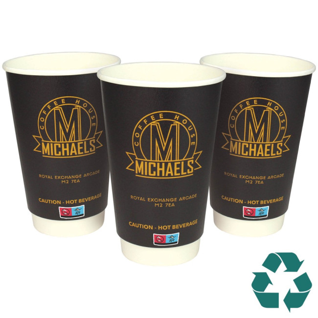 Custom Printed Recyclable Double Wall Paper Cup - Full Colour 455ml