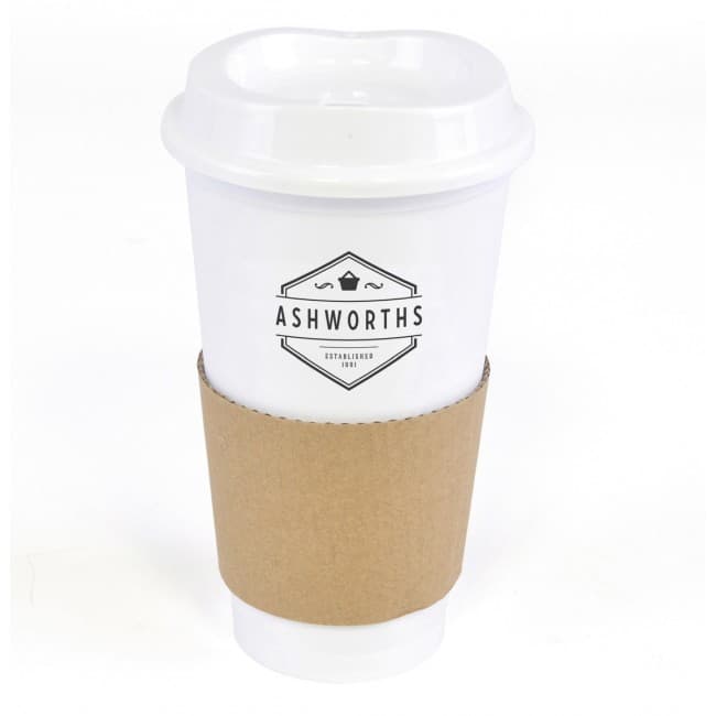 Custom Printed Café Plastic Travel Mug 500ml - Image 1