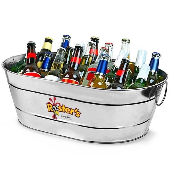 Custom Printed Galvanised Steel Oval Party Tub Bucket Large