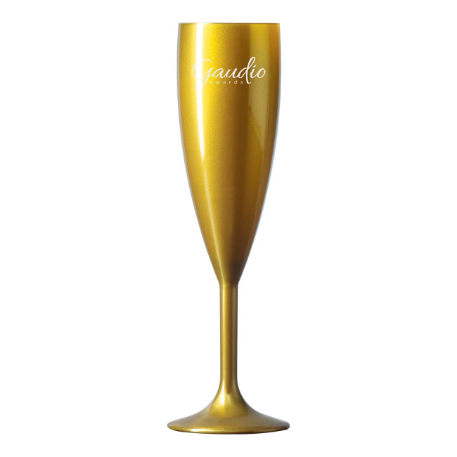 Custom Printed Reusable Gold Champagne Flute 187ml