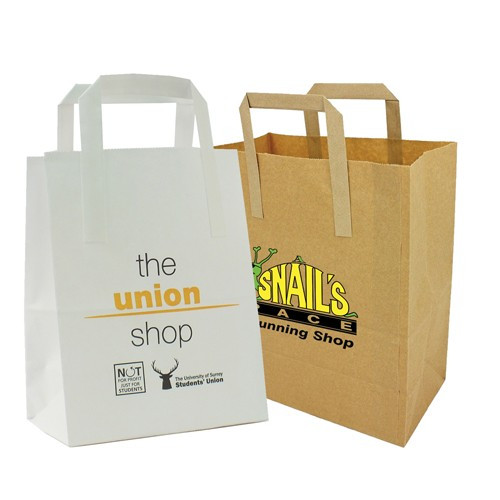 Custom Printed Small Flat Handle Paper Bag 22 X 18 X 8cm