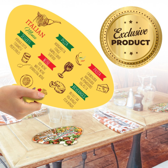 Custom Printed 3-in-1 Placemat, Menu and Hand Fan