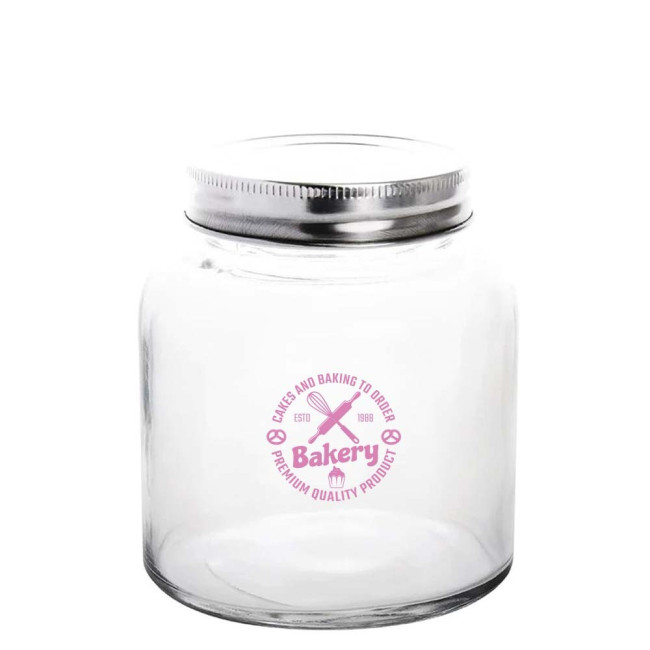 Custom Printed Vogue Glass Screw Top Dry Food Jar 330ml