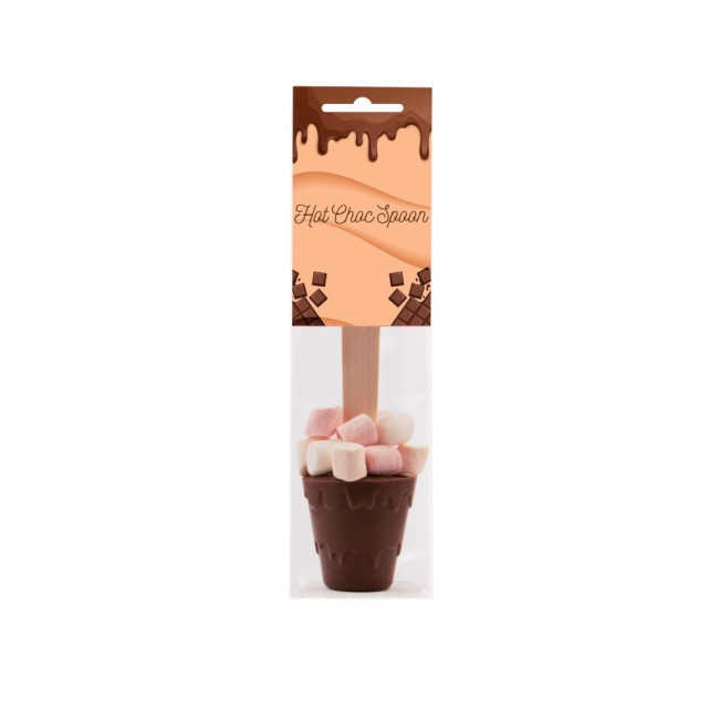 Custom Printed Eco Info Card Hot Chocolate Spoon With Marshmallows