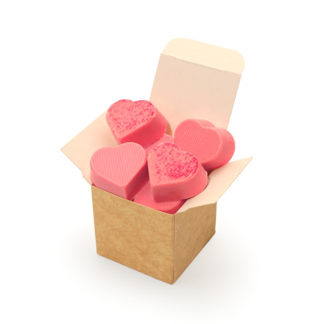 Custom Printed Eco Kraft Cube Raspberry Heart Chocolate Truffles