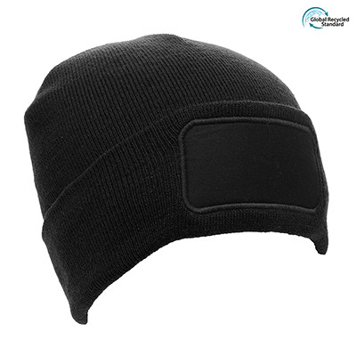 Custom Printed Recycled Rectangular Patch Beanie Hat - Image 3