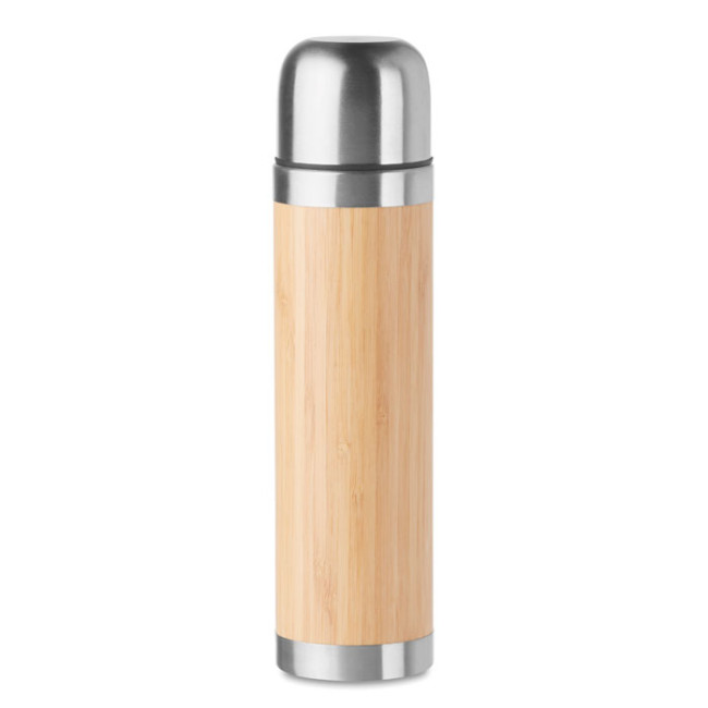 Custom Printed Double Wall Bamboo Cover Flask 400ml