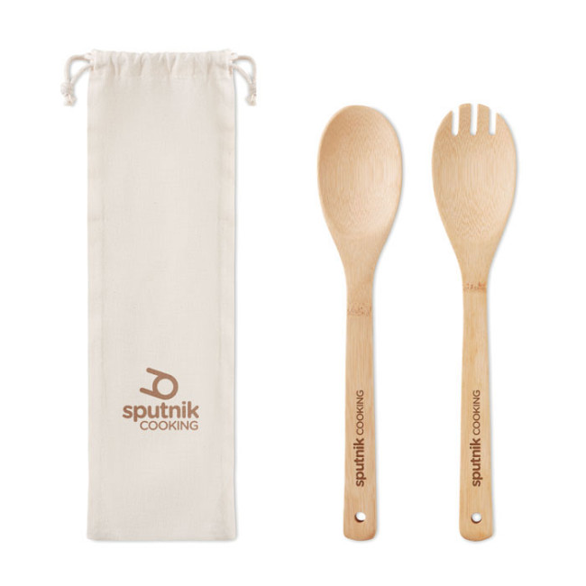 Custom Printed Set bamboo Utensils Salad