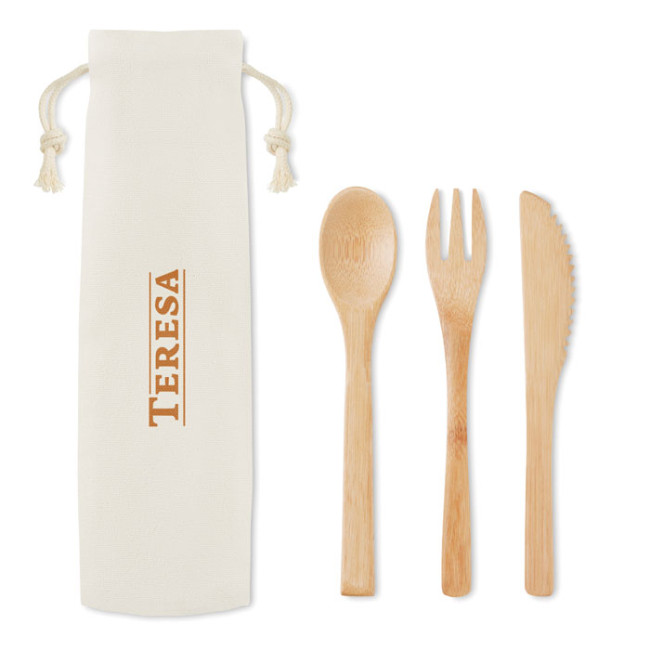 Custom Printed Bamboo Cutlery Set