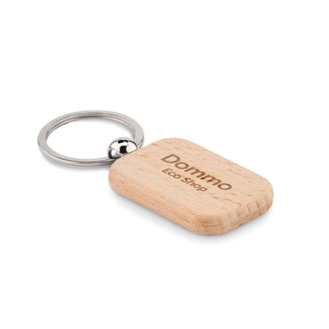 Custom Printed Rectangular Wooden Keyring