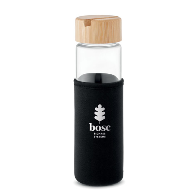 Custom Printed Glass Bottle Bamboo Lid 600ml - Image 2