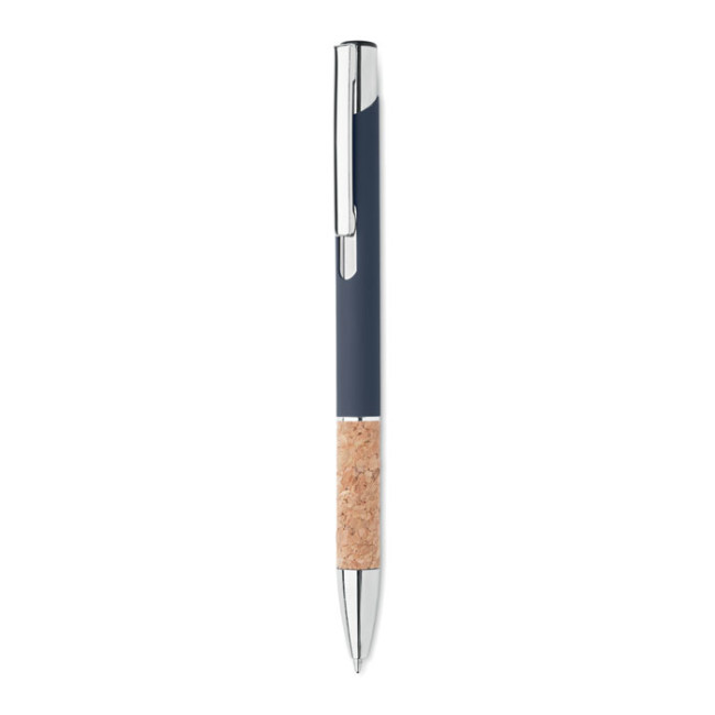 Custom Printed Push Button Aluminium Pen With Cork Grip - Image 1