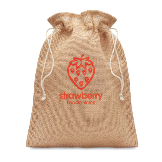 Custom Printed Small Jute Gift Bag 14 X 22cm