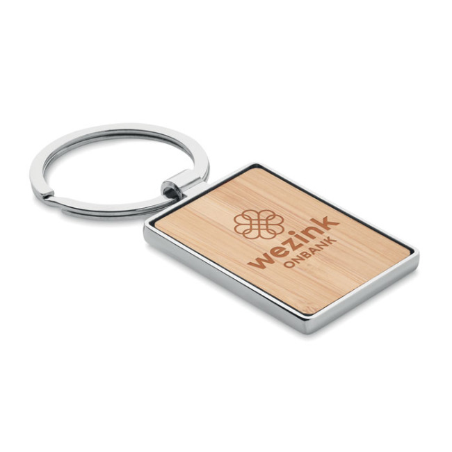 Custom Printed Rectangular Key Ring Bamboo