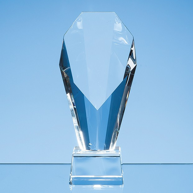 Custom Printed 18.5cm Optical Crystal Mounted Diamond Award