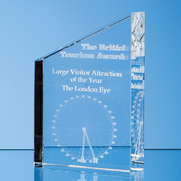 Custom Printed 20cm Optical Crystal Diagonal Slope Award