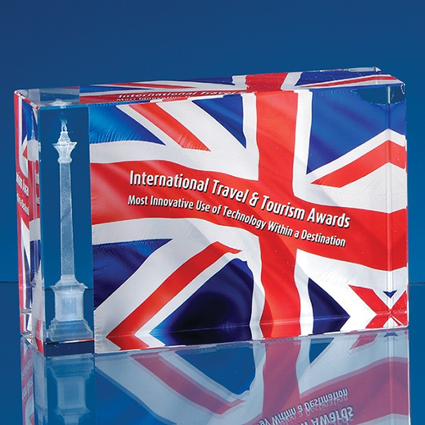 Custom Printed 12cm x 8cm x 4.5cm Optical Crystal Rectangle