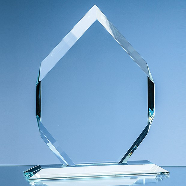 Custom Printed 15cm x 10cm x 15mm Clear Glass Majestic Diamond Award