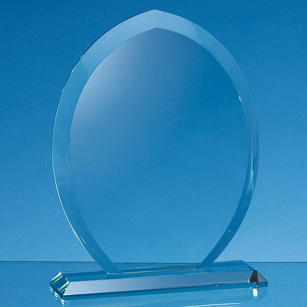 Custom Printed 15cm x 12cm x 15mm Jade Glass Tear Drop Award