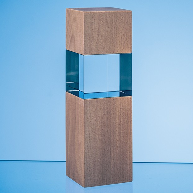 Custom Printed 20cm Wood & Optical Crystal Square Column Award