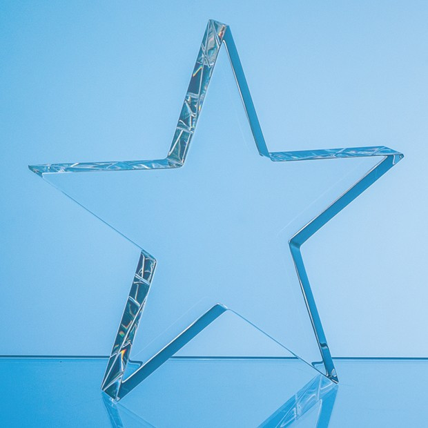 Custom Printed 10cm Free Standing Optical Crystal Star Award