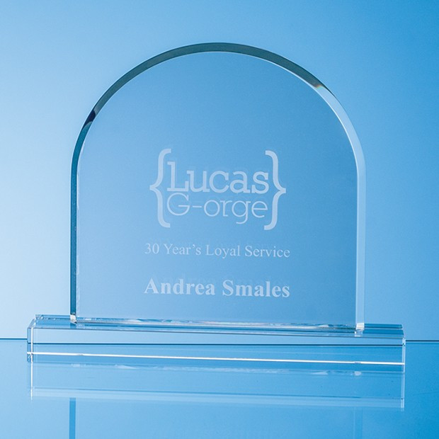 Custom Printed 18cm Optical Crystal mounted Arch Award