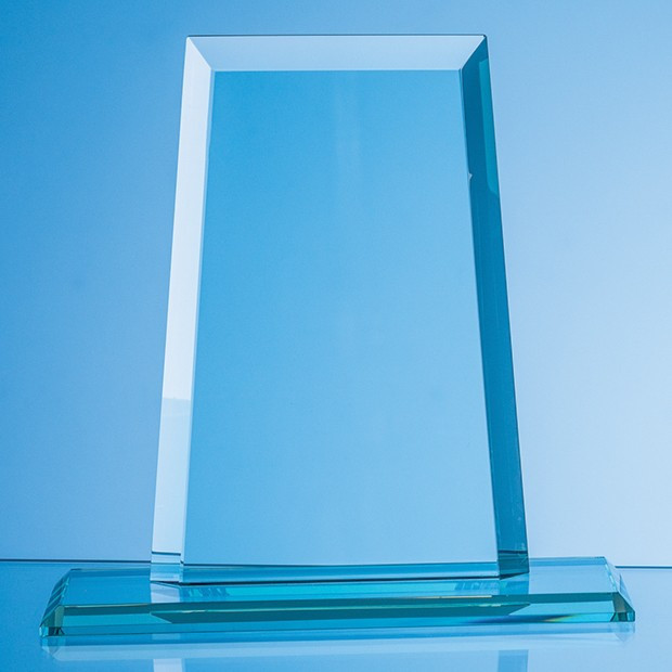 Custom Printed 19cm x 13.5cm x 15mm Jade Glass Tapered Rectangle Award