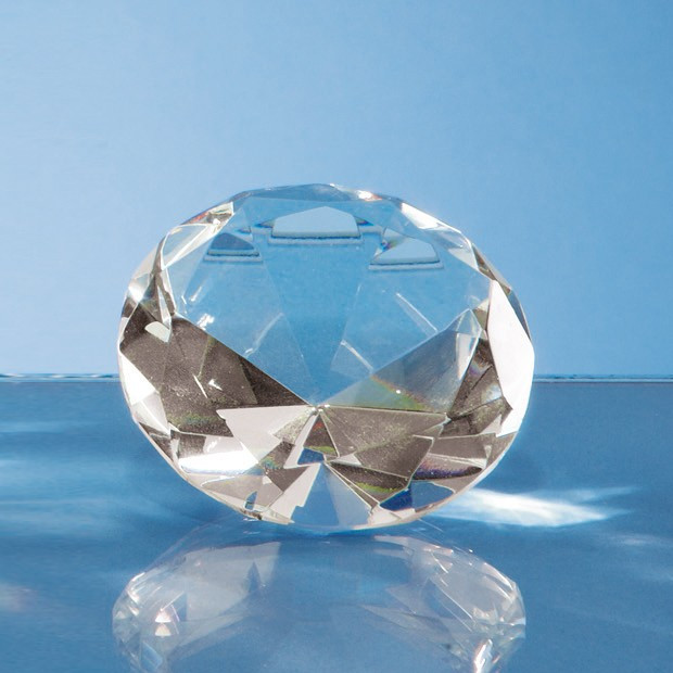 Custom Printed 6cm Optical Crystal Clear Diamond Paperweight