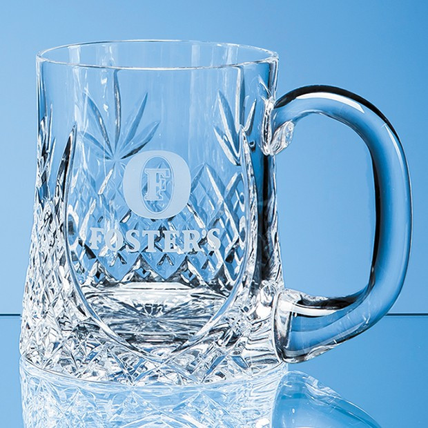 Custom Printed 0.425ltr Lead Crystal Sloped Panel Tankard