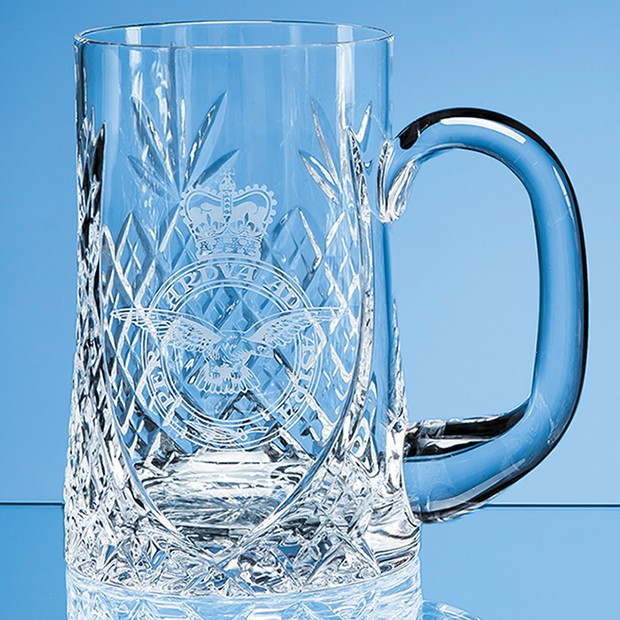 Custom Printed 0.595ltr Lead Crystal Sloped Panel Tankard