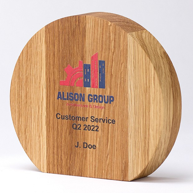 Custom Printed 15cm x 16.5cm x 3.5cm Beech Circle Award