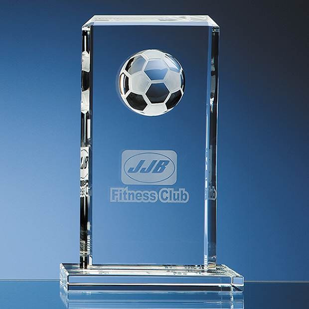 Custom Printed 24cm Optical Crystal Football Rectangle Award