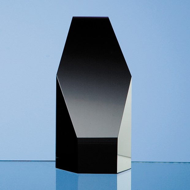 Custom Printed 12.5cm Onyx Black Optical Crystal Hexagon Award