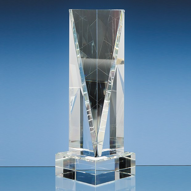 Custom Printed 25.5cm Optical Crystal Facet Rectangle Award