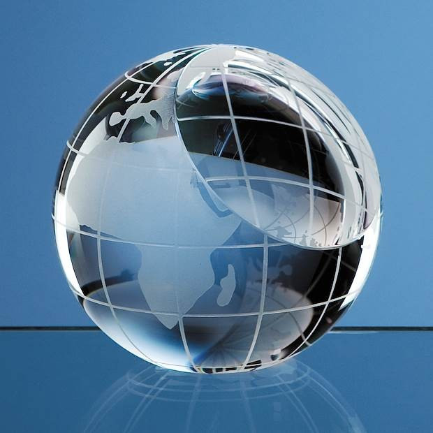 Custom Printed 8cm Optical Crystal Globe Paperweight