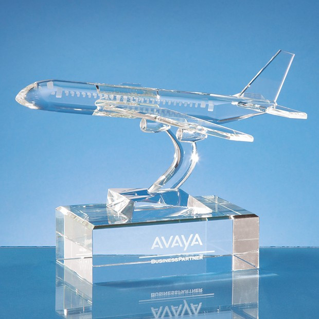 Custom Printed 21.5cm Optical Crystal Airplane Award