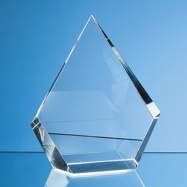 Custom Printed 17.5cm Optical Crystal Facet Diamond Award