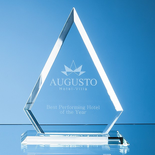 Custom Printed 25cm x 19cm x 12mm Jade Glass Bevelled Edge Diamond Award