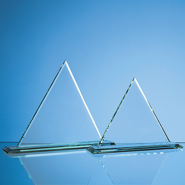 Custom Printed 23cm x 23cm x 12mm Jade Glass Pyramid Award