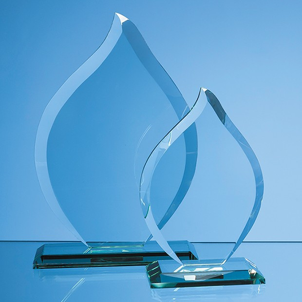 Custom Printed 22.5cm x 15.5cm x 12mm Jade Glass Flame Award