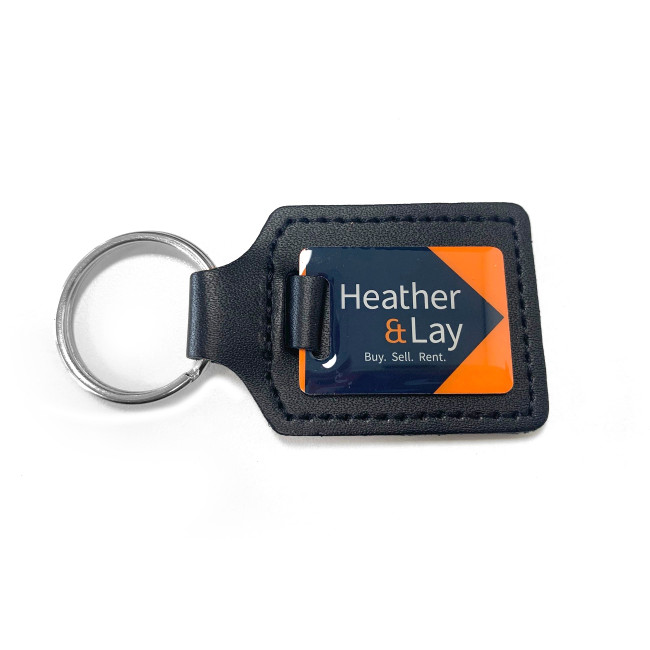 Custom Printed Leather Fob Enamelled Keyring