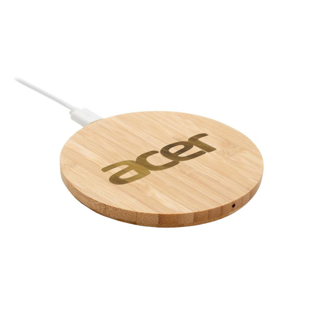 Custom Printed Bamboo Wireless Charger - 10W