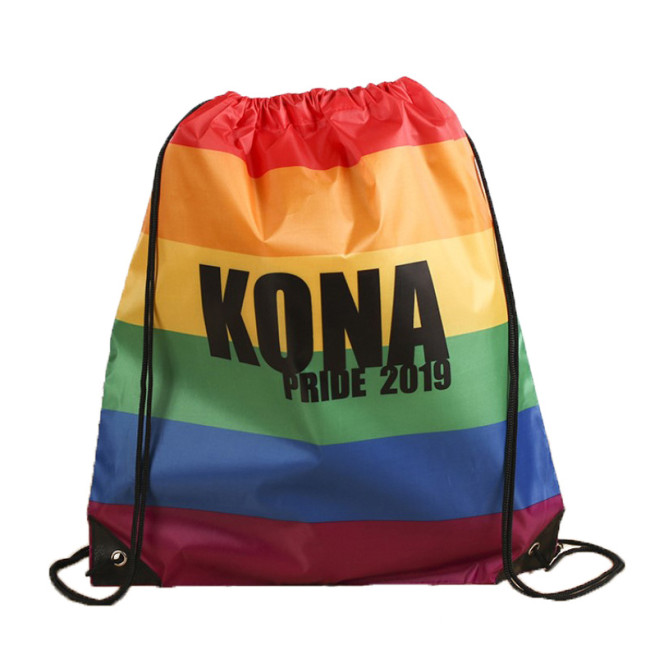 Custom Printed Rainbow Drawstring Bag