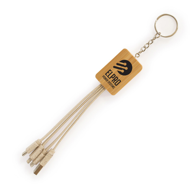 Custom Printed Rectangle Bamboo & Wheat Straw Keyring