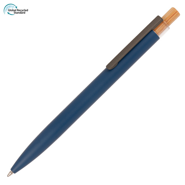 Custom Printed Refresh Recycled Aluminium Ball Pen with bamboo plunger - Image 5