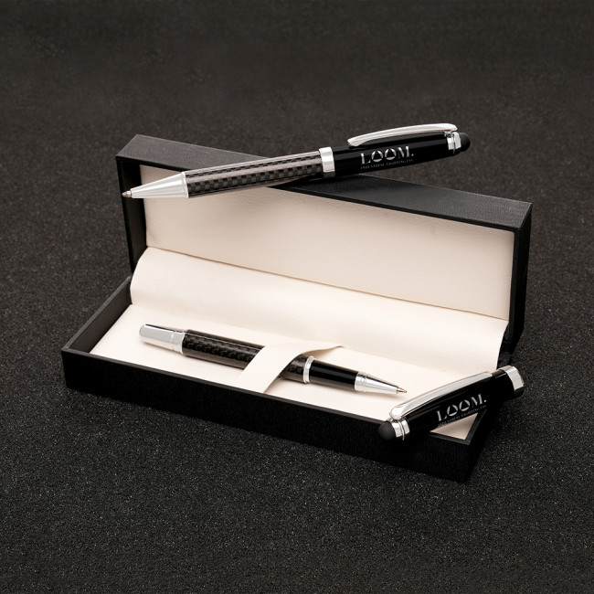 Custom Printed Carbon Fibre Pen Set