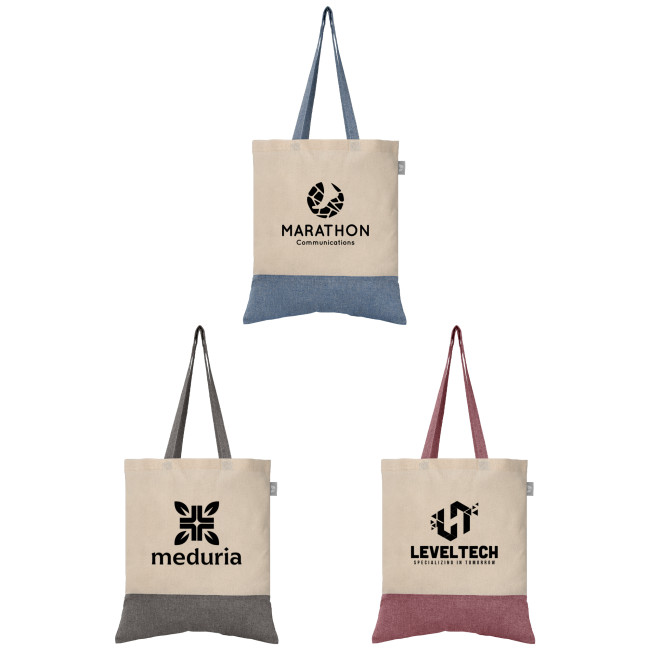 Custom Printed Quebec 140 gsm Two-Tone Recycled Cotton Tote